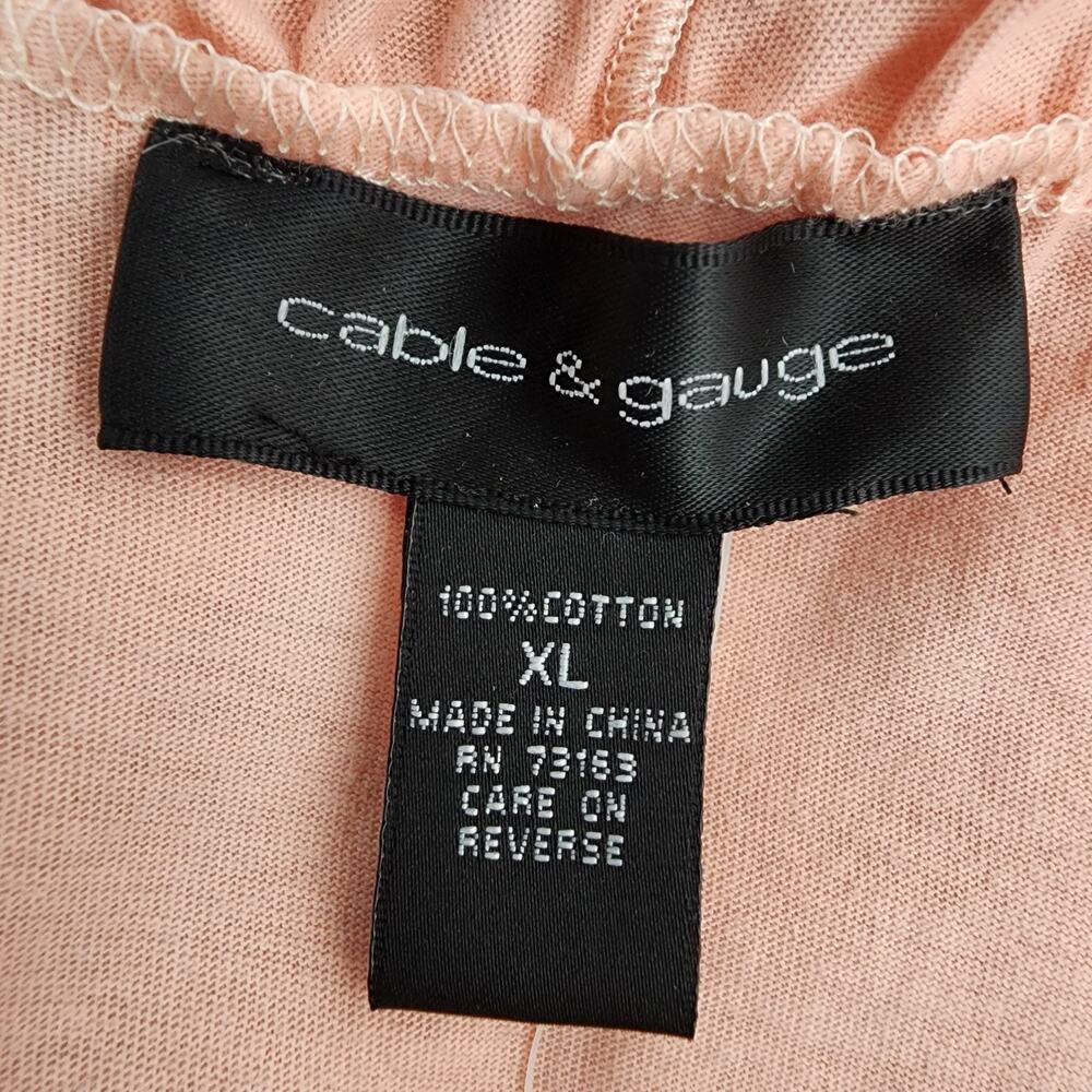 Cable & Gauge Women Peach Sleeveless Open Cardigan Vest Ruffle Cascading Size XL - Picture 7 of 12